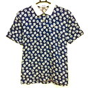 ★特価★マリクレール 半袖ポロシャツ ネイビー×ライトブルー 花柄 レディース ゴルフウェア marie claire
