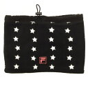 【当店ポイント5倍!6月1日限り】★特価★【美品】フィラゴルフ ネックウォーマー 黒×白 星柄 スター フリース ドローコード ゴルフウェア FILA GOLF