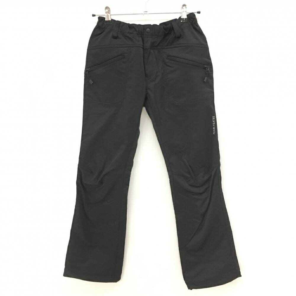【美品】パーリーゲイツ パンツ 黒 ジップポケット ドローコード レディース 0(S) ゴルフウェア PEARLY..