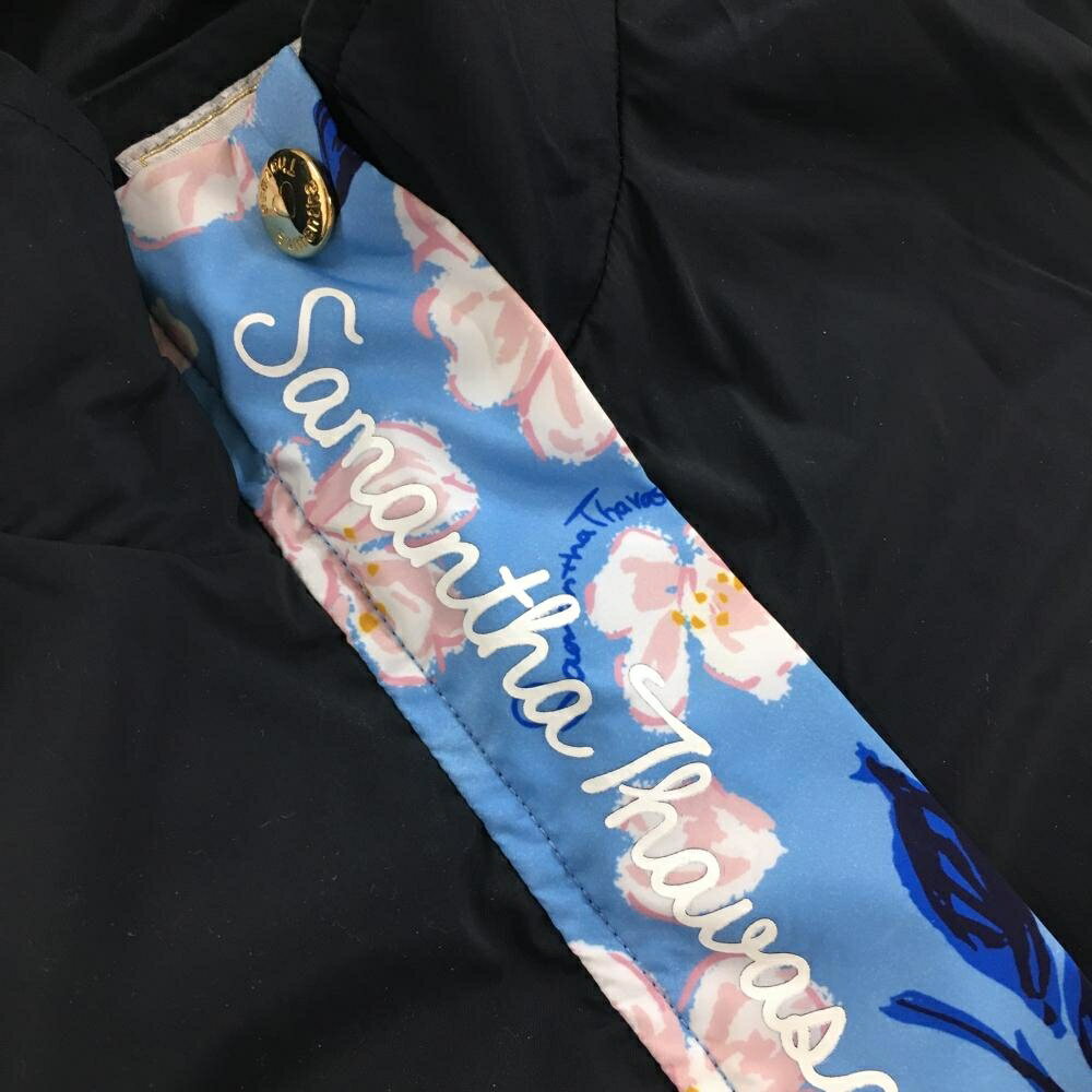サマンサタバサNo.7 ジップベスト ブルー×ネイビー×ピンク 花柄 裏地メッシュ レディース 38(M) ゴルフウェア Samantha Thavasa