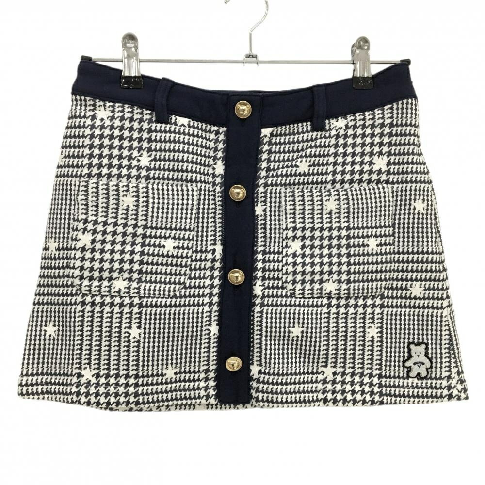 キャロウェイ スカート ネイビー×白 総柄 星 裏起毛 クマワッペン レディース S ゴルフウェア Callaway