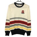 ★特価★ジャックバニー セーター 白×ネイビー×レッド 一部ボーダー コットン混 ニット レディース 2(L) ゴルフウェア Jack Bunny