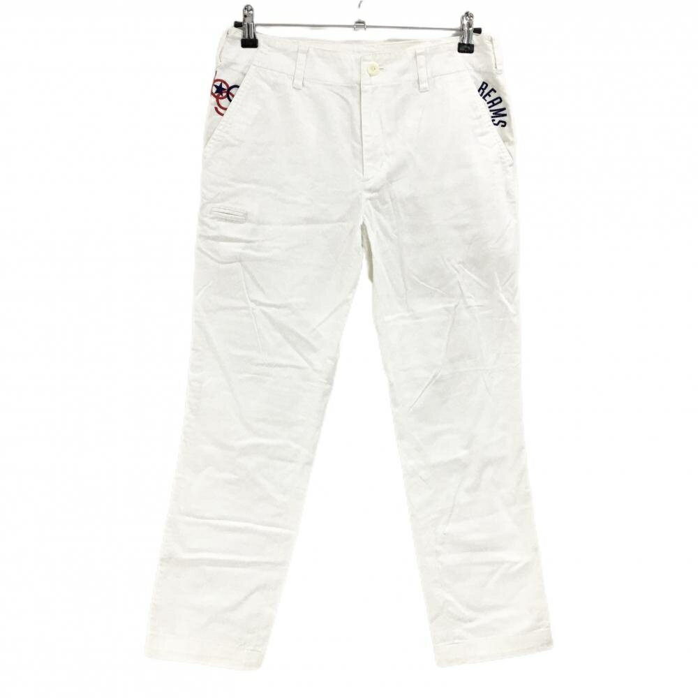 ★特価★【美品】ビームスゴルフ パンツ 白×ネイビー ロゴ刺しゅう メンズ S ゴルフウェア BEAMS GOLF