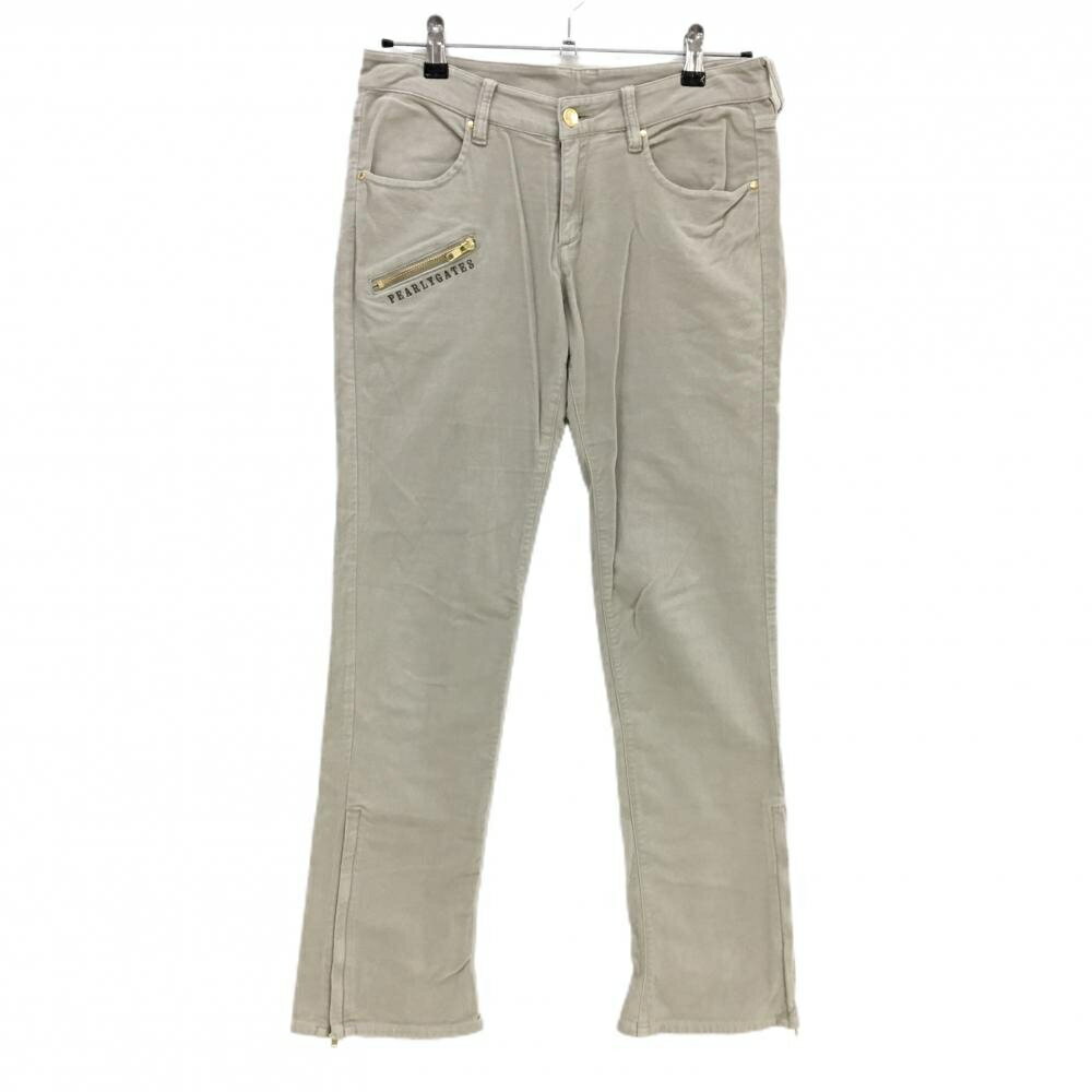 【美品】パーリーゲイツ パンツ ライトグレー 微起毛 複数ポケット ストレッチ レディース 1(M) ゴルフウェア PEARLY GATES