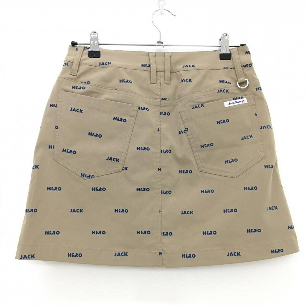 【超美品】ジャックバニー スカート ライトブラウン×ネイビー 英字総柄 ストレッチ...
