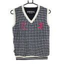 ★特価★アドミラル リバーシブルニットベスト ネイビー×白 千鳥柄 裏無地 Vネック レディース 40(M) ゴルフウェア Admiral