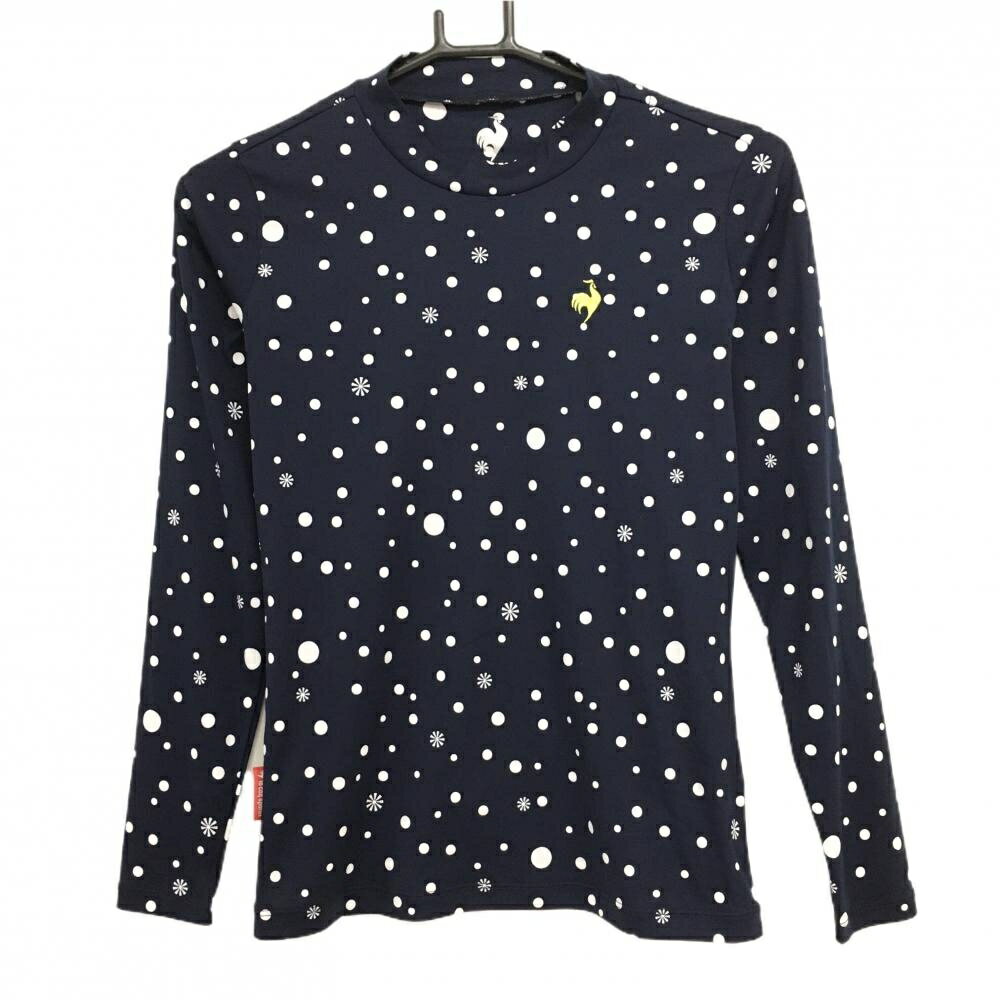 TRUSSARDI - 【超美品】ルコックゴルフ 長袖ハイネックシャツ ネイビー×白 ドット柄 胸元ロゴ刺しゅう レディース S ゴルフウェア le coq sportif