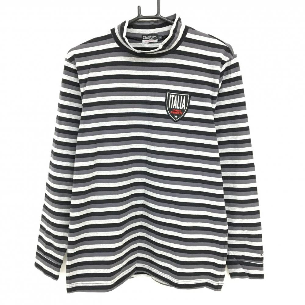 Kappa - 【美品】カッパ 長袖ハイネックシャツ グレー×黒 ボーダー メンズ L ゴルフウェア Kappa