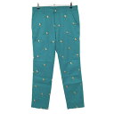 ★特価★【美品】ジャックバニー パンツ エメラルドグリーン×オレンジ 鳥刺しゅう総柄 ストレッチ メンズ 6(XL) ゴルフウェア Jack Bunny(4)