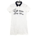 ★特価★【美品】エフィカス ワンピース 白×ネイビー 胸刺しゅう レディース M ゴルフウェア efficace