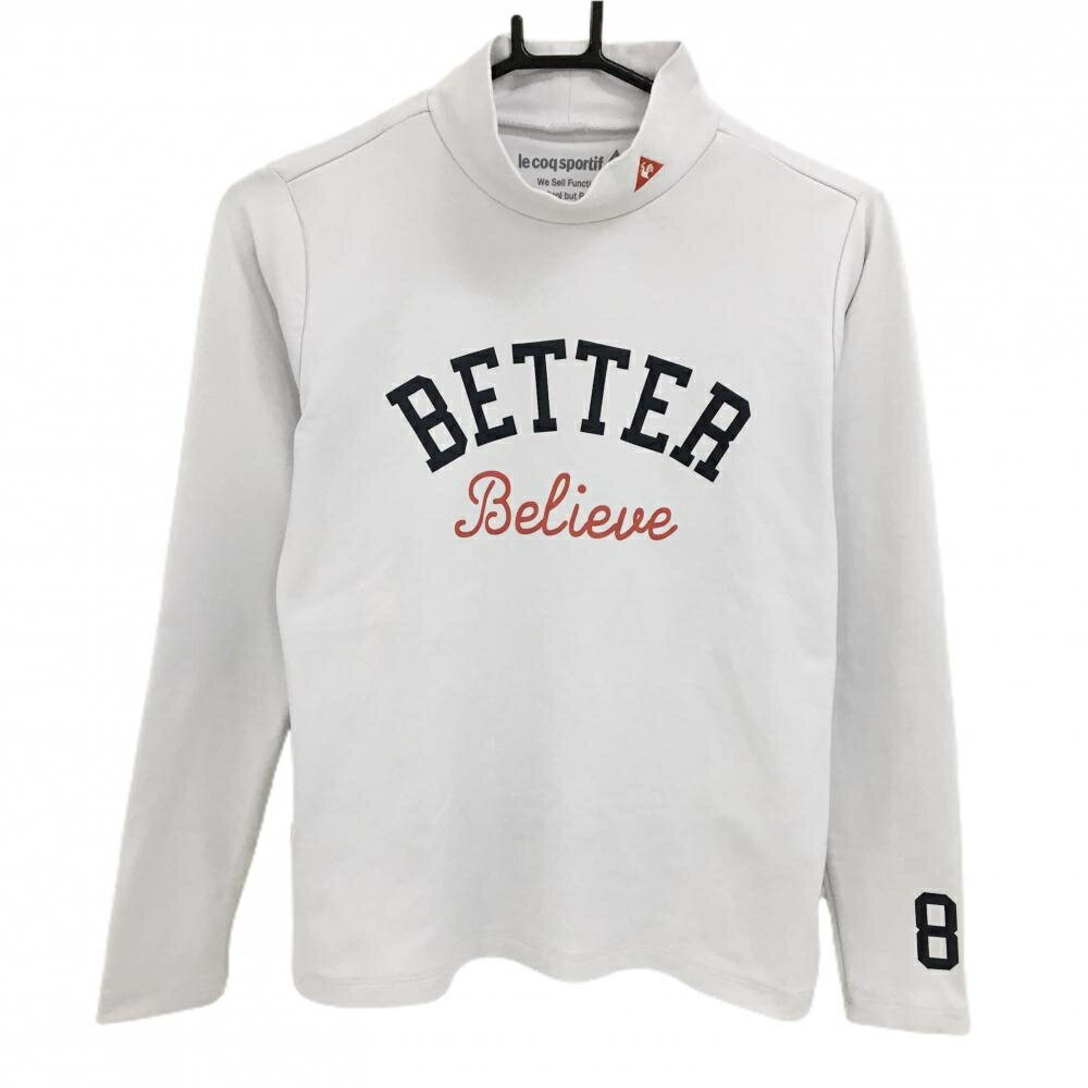 Le Coq - 【美品】ルコック 長袖ハイネックシャツ 白×レッド 裏微起毛 プリント レディース M ゴルフウェア le coq sportif