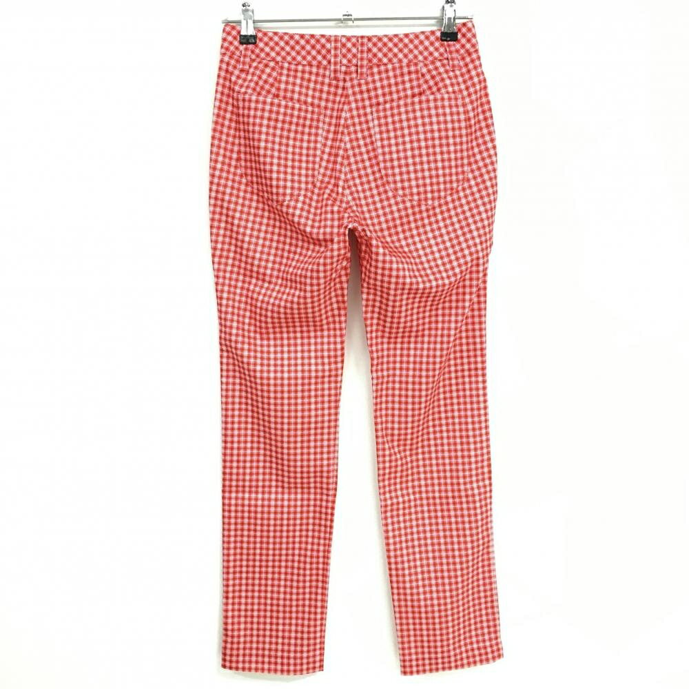 【超美品】プーマ パンツ ピンク×レッド チェック柄 ロゴ刺しゅう レディース M ゴルフウェア PUMA