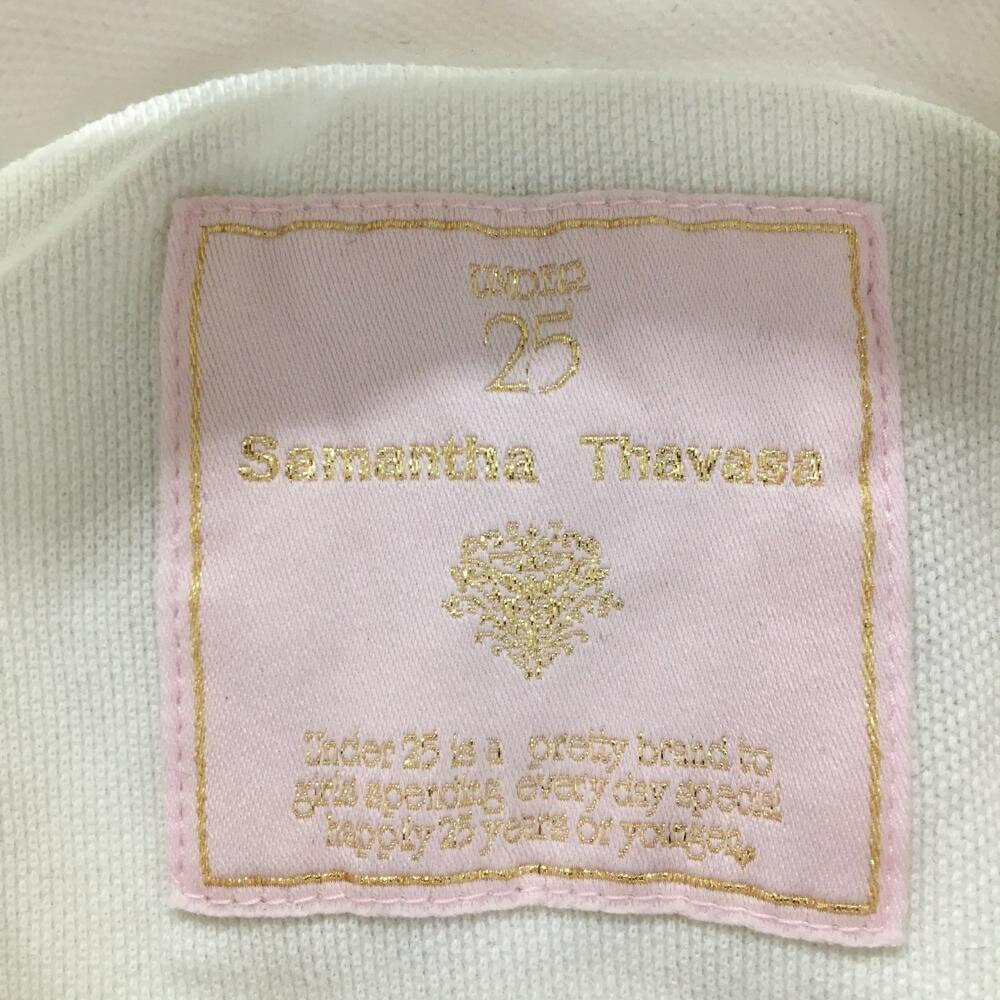 サマンサタバサ UNDER25 半袖ポロシャツ 白 袖メッシュフリル レディース S ゴルフウェア Samantha Thavasa