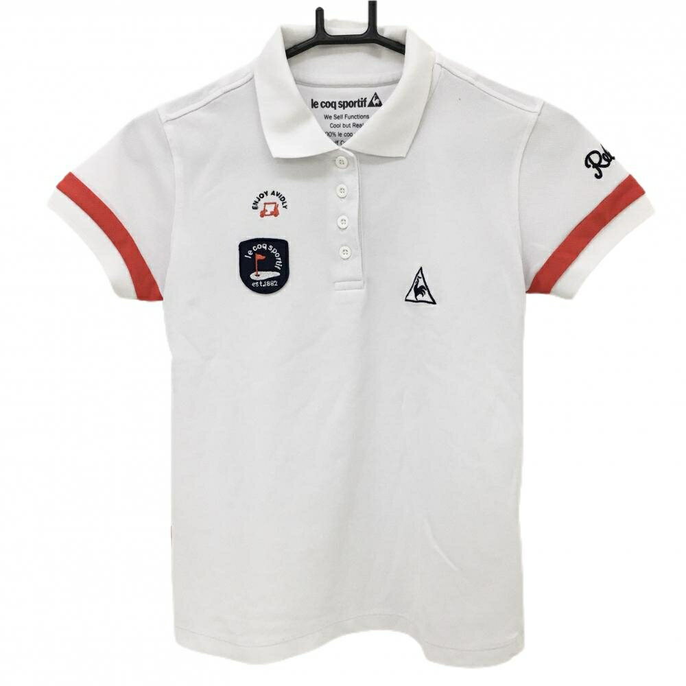 Shirts - 【美品】ルコック 半袖ポロシャツ 白×レッド 袖ライン レディース S ゴルフウェア le coq sportif