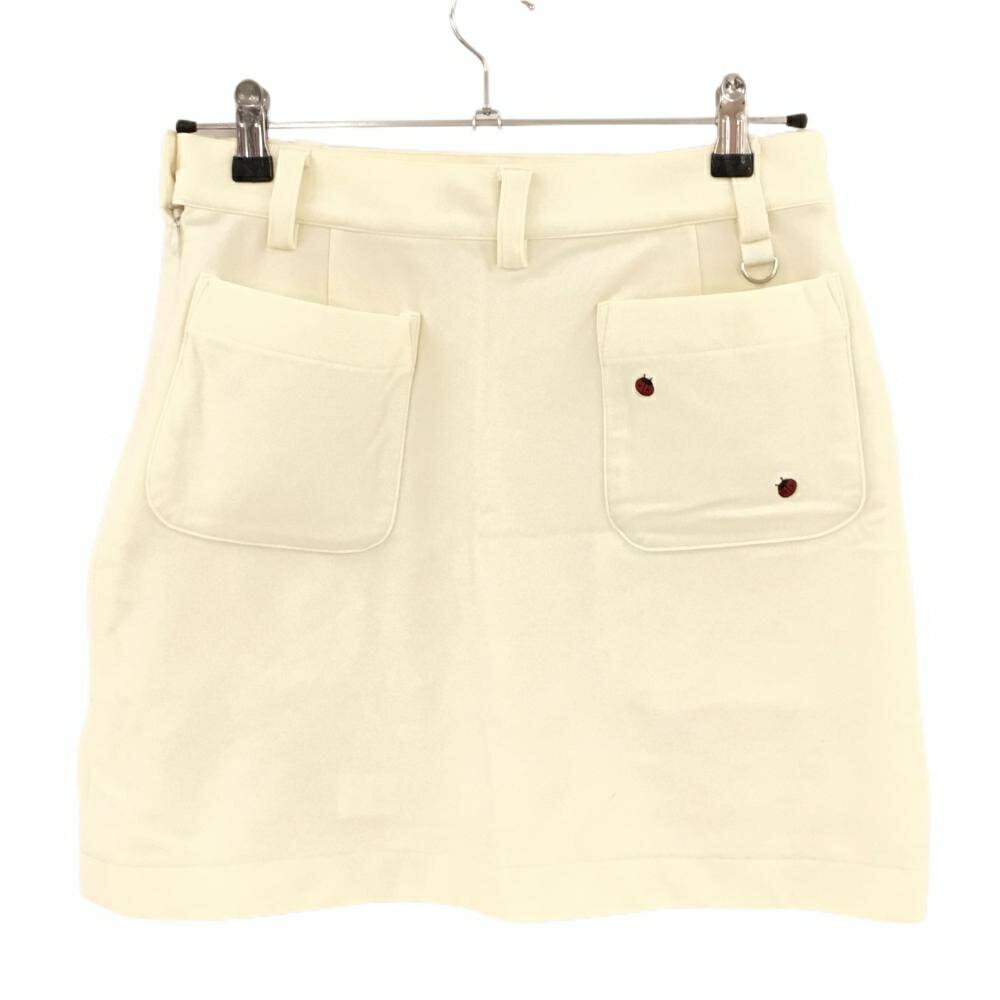 ★特価★【美品】ノイジーノイジー スカート アイボリー シンプル てんとう虫刺しゅう 裏微起毛 レディース 40(M) ゴルフウェア M・U SPORTS