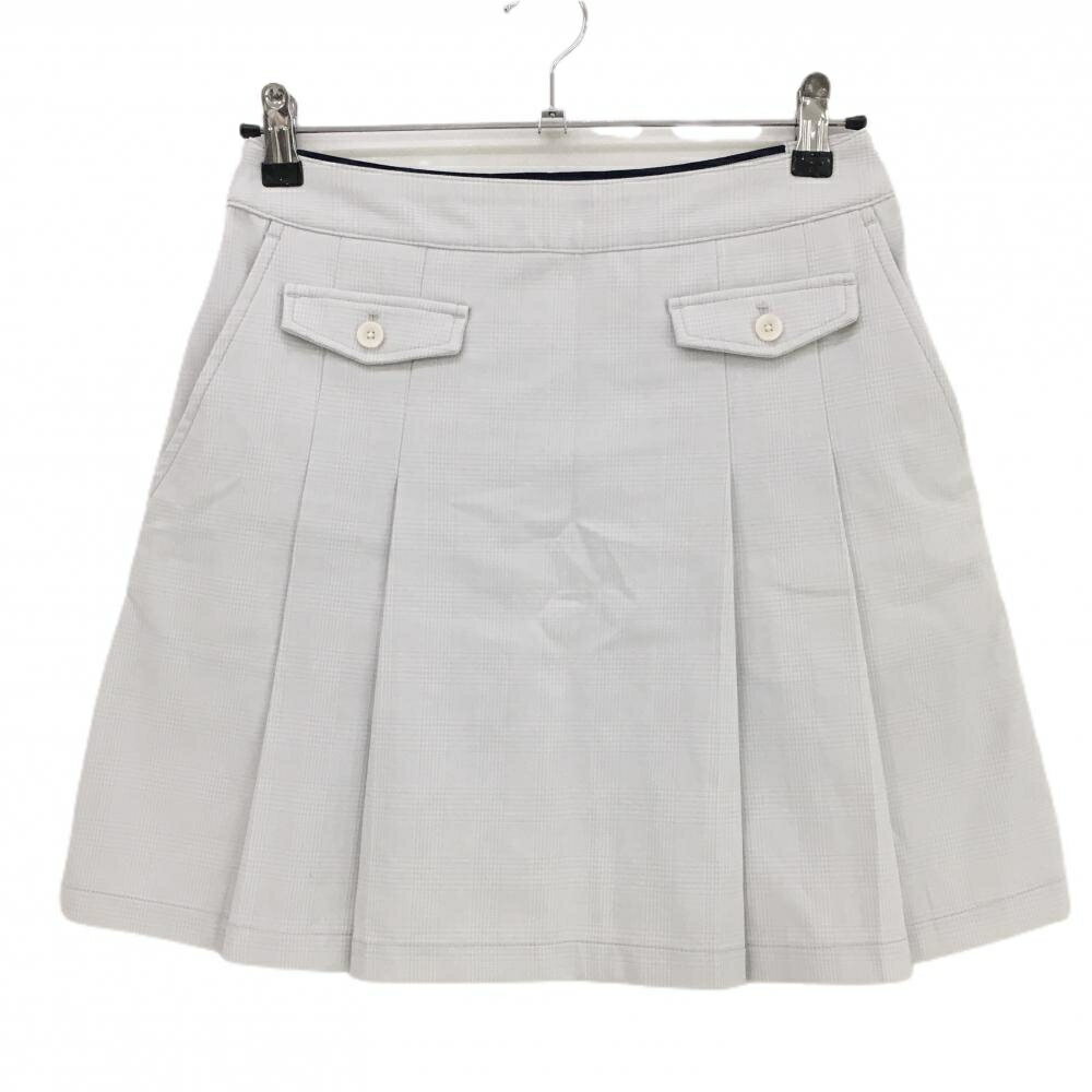 【美品】キャロウェイ プリーツスカート ライトグレー チェック 総柄 ストレッチ レディース M ゴルフ..