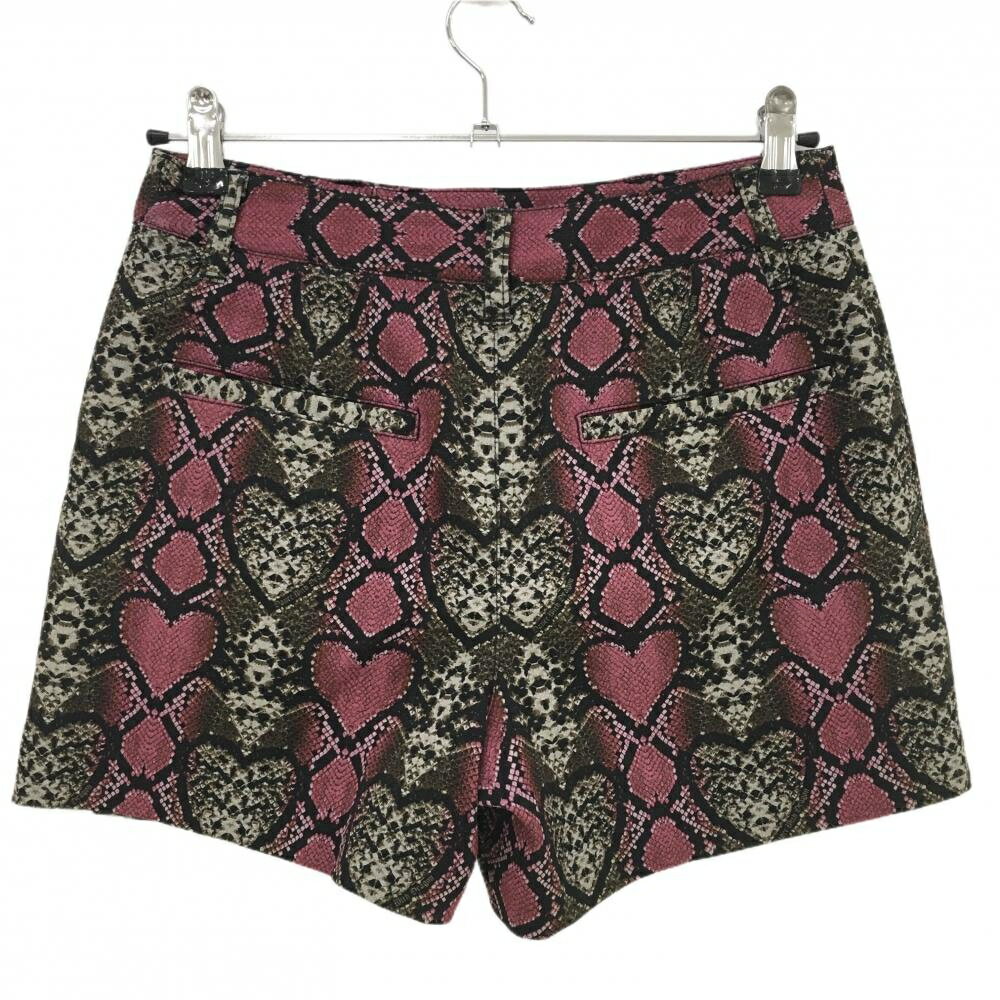 【超美品】ダンスウィズドラゴン キュロットスカート ピンク×ブラウン 総柄 ハート レディース 2(M) ゴルフウェア Dance With Dragon