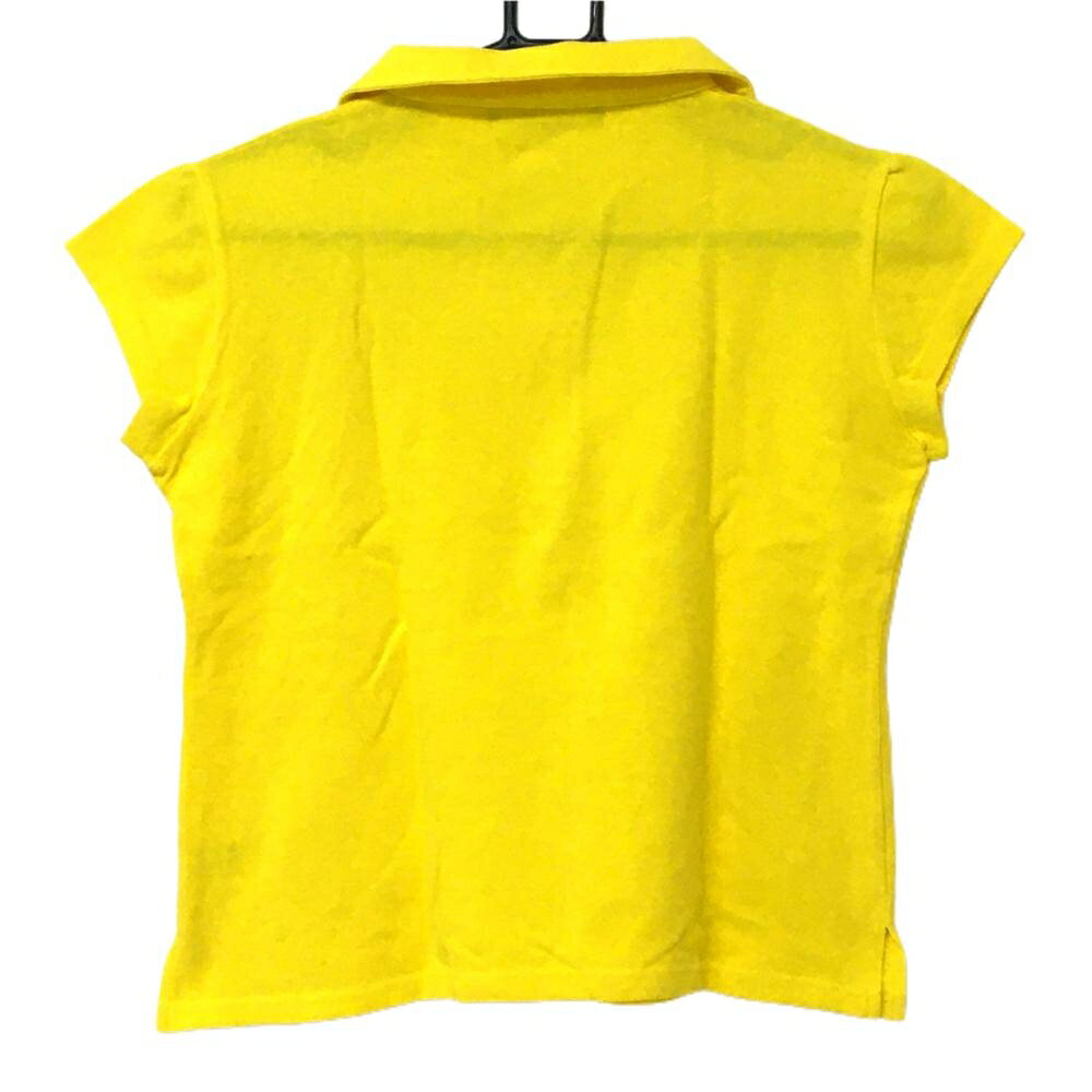 【超美品】デルソル 半袖スキッパーシャツ イエロー 胸元刺しゅう レディース L ゴルフウェア DELSOL