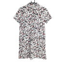 ★特価★アダバット 半袖ポロワンピース 白×ネイビー 総柄 インナーパンツ付き レディース 38(M) ゴルフウェア adabat