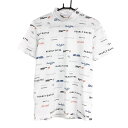 ★特価★【超美品】パーリーゲイツ 半袖ハイネックシャツ 白×黒×レッド ロゴ総柄 メンズ 5(L) ゴルフウェア 2024年モデル PEARLY GATES(4)