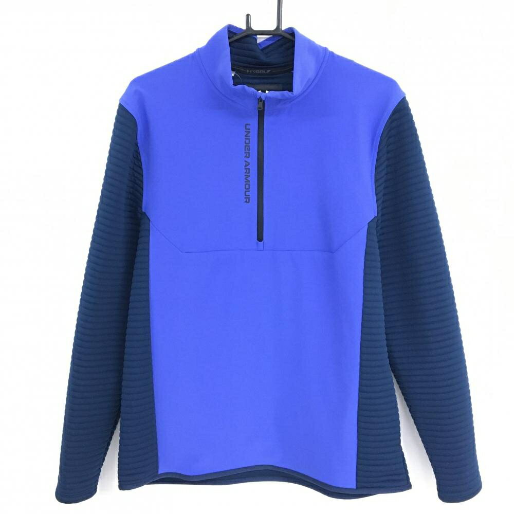 【超美品】アンダーアーマー 中綿切替ブルゾン ブルー×ネイビー 前身頃異素材 COLDGEAR メンズ XL ゴルフウェア UNDER ARMOUR