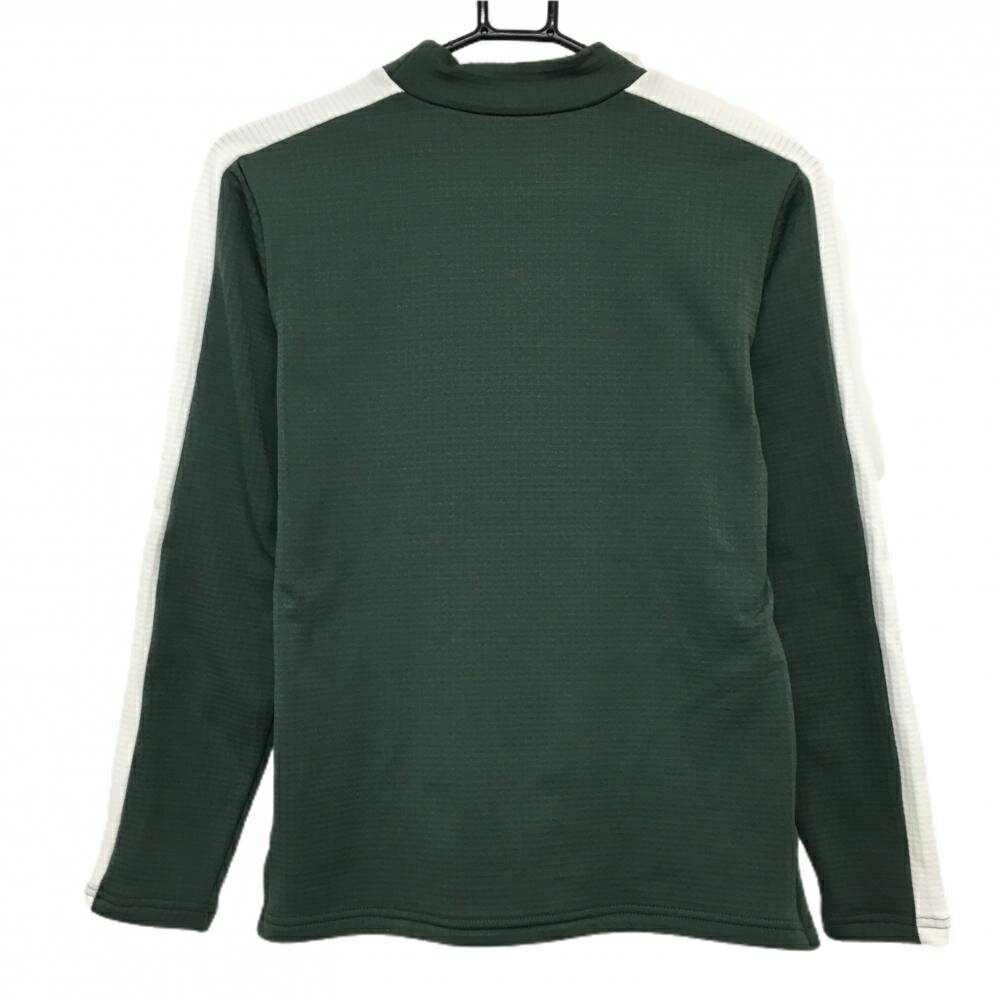 【超美品】フィドラ 長袖ハイネックシャツ グリーン系×白 裏微起毛 ロゴプリント レディース S/P ゴルフウェア FIDRA