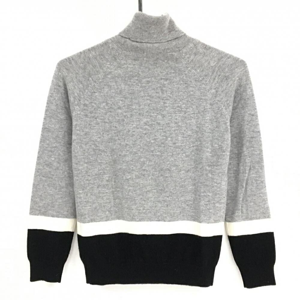 【超美品】ビームスゴルフ タートルネックセーター グレー×黒 カシミヤ混 ニット レディース S ゴルフウェア BEAMS GOLF