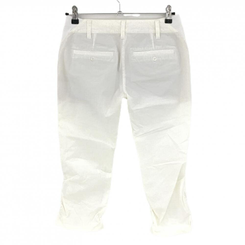 マリクレール 七分丈パンツ アイボリー 裾シャーリング ウエストサイドゴム 薄手 レディース M ゴルフウェア marie claire