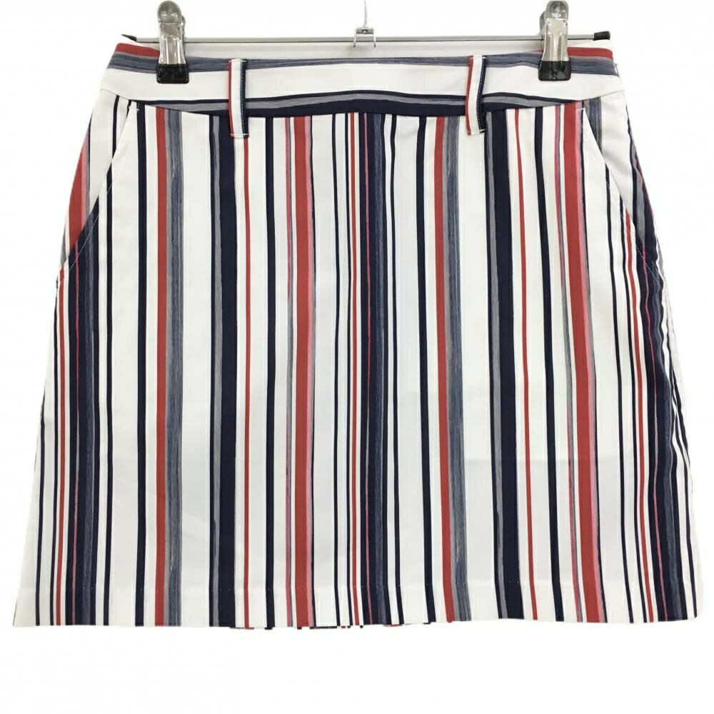 【美品】23区ゴルフ スカート 白×ネイビー×レッド ストライプ ストレッチ レディース 61(S) ゴルフウェ..
