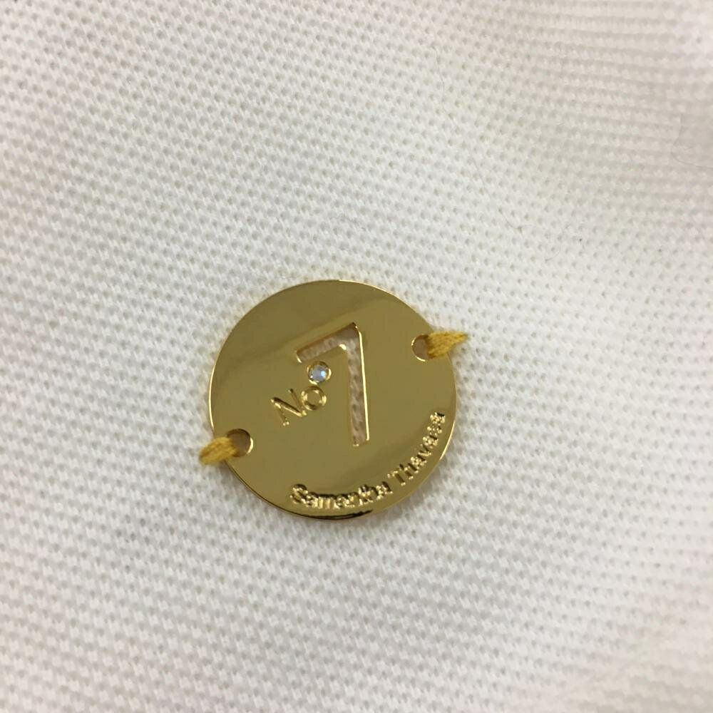 サマンサタバサNo.7 半袖ポロシャツ 白 背面ロゴ 襟裏花柄 レディース 40(L) ゴルフウェア Samantha Thavasa