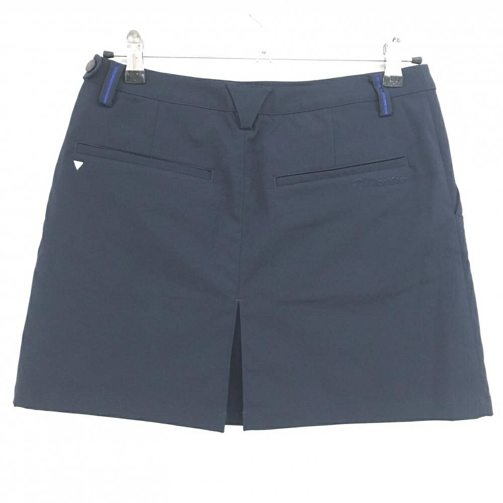 【美品】テーラーメイド ボックスプリーツスカート ネイビー×白 バックロゴ 内側インナーパンツ レディース L ゴルフウェア TaylorMade