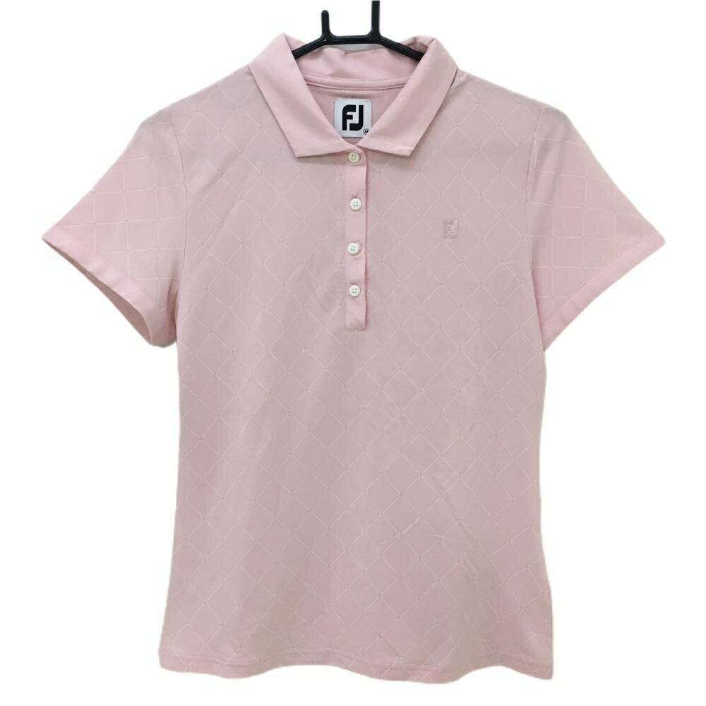 フットジョイ 半袖ポロシャツ ピンク×白 チェック レディース M ゴルフウェア FootJoy(4.0)