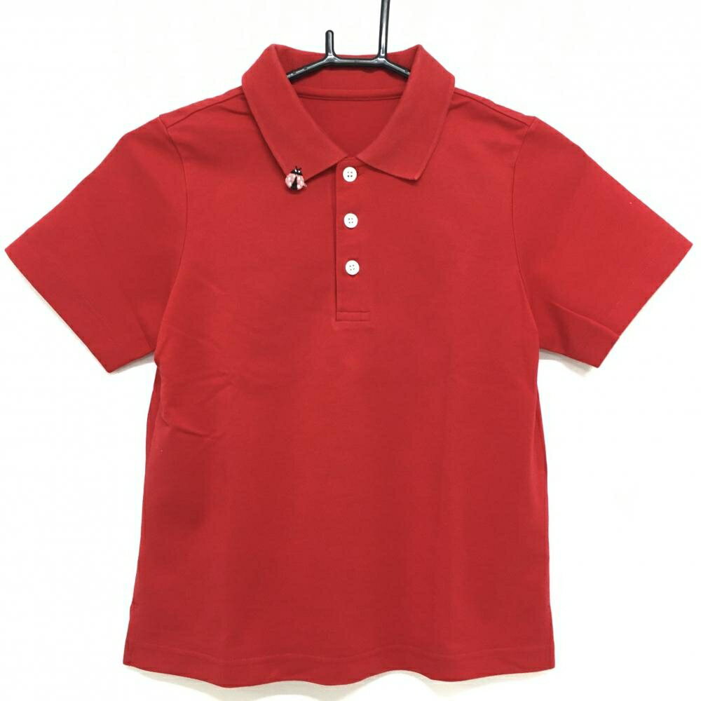MUスポーツ 半袖ポロシャツ レッド てんとう虫刺しゅう レディース 38(S) ゴルフウェア M・U SPORTS
