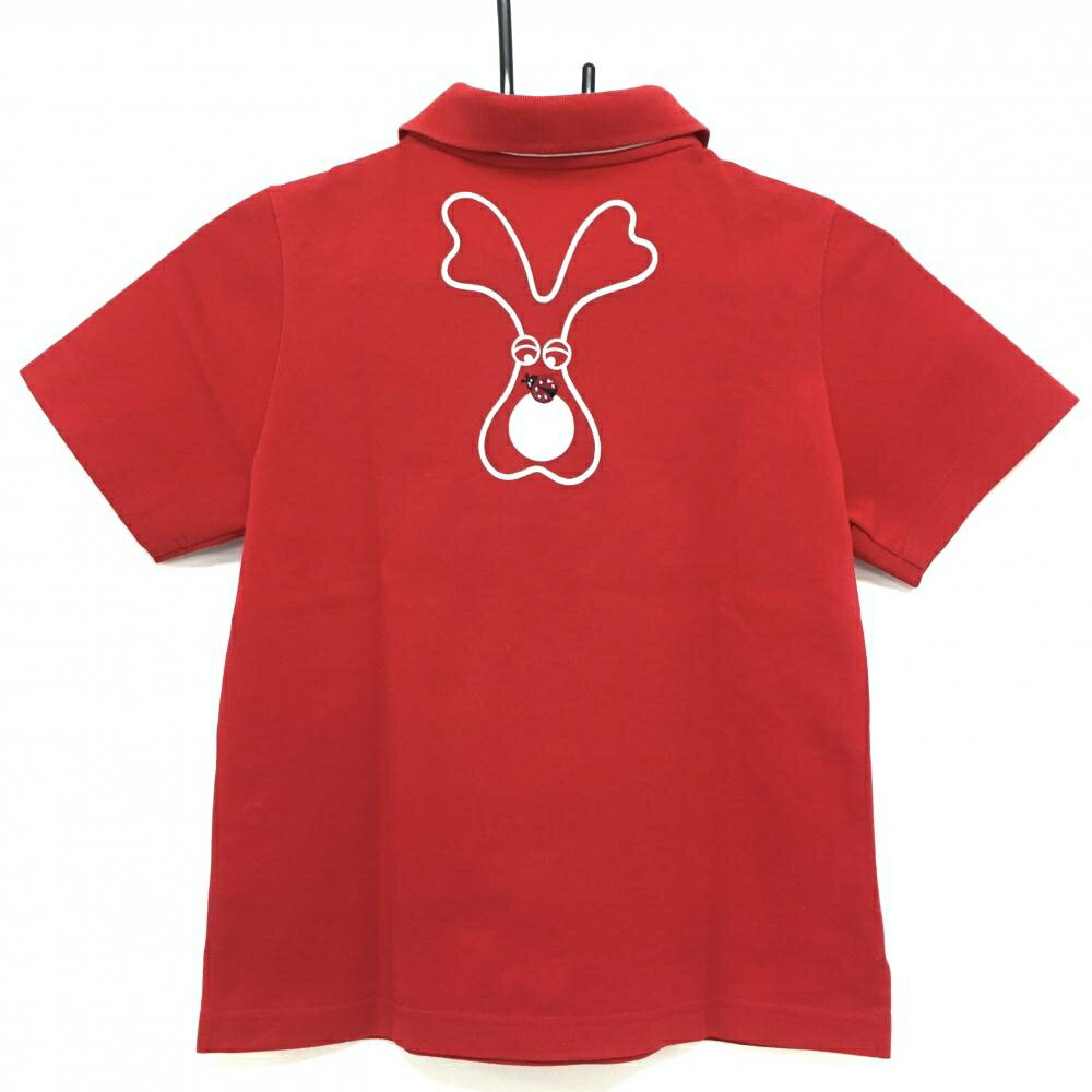 MUスポーツ 半袖ポロシャツ レッド てんとう虫刺しゅう レディース 38(S) ゴルフウェア M・U SPORTS