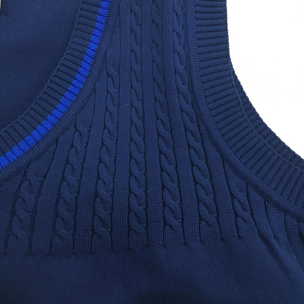 【超美品】ホンマ×モーリーモール ニットベスト ネイビー×ブルー Vネック 上部ケー...