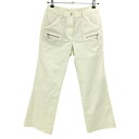 【美品】マンシングウェア パンツ ライトグリーン×白 ストライプ レディース 9 ゴルフウェア Munsingwear