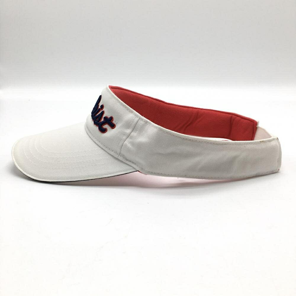 【美品】タイトリスト サンバイザー 白×ネイビー フットジョイ 立体ロゴ刺しゅう フリーサイズ(57-59cm) ゴルフウェア TITLEIST