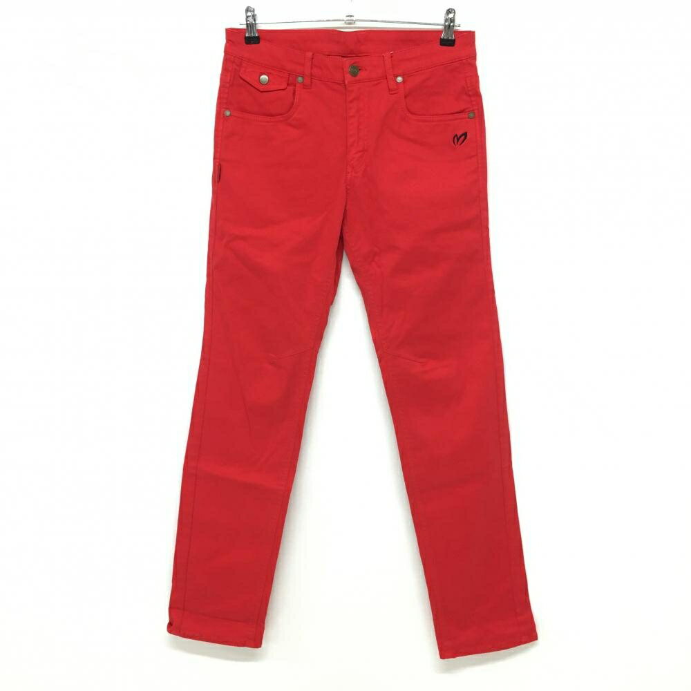 【新品】マスターバニー パンツ レッド コットン混 ロゴ刺しゅう メンズ 3(S) ゴルフウェア MASTER BUNNY EDITION