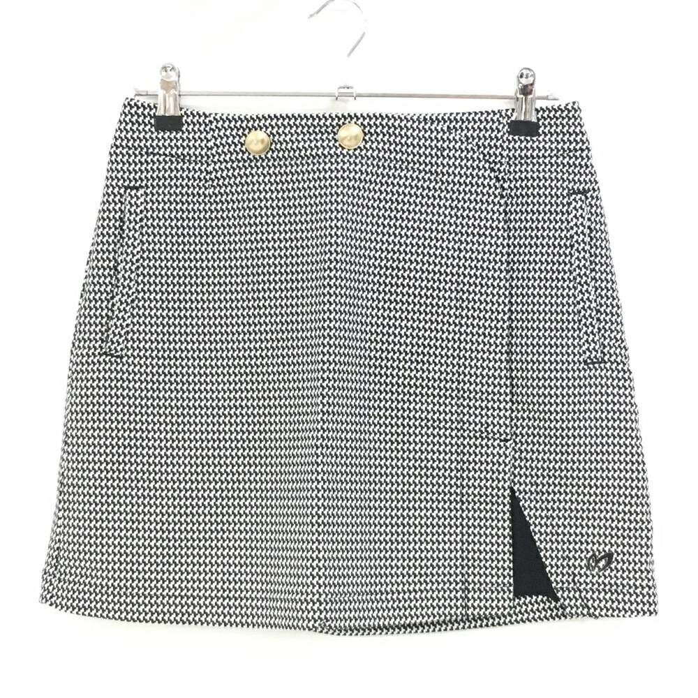 【超美品】マスターバニー スカート 黒×白 総柄 飾りボタン レディース 2(L) ゴルフウェア 2023年モデ..