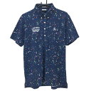 【当店ポイント5倍!6/4 20:00〜6/11 1:59まで】【超美品】ルコック 半袖ポロシャツ ネイビー×マルチ スプラッシュ柄 ボタンダウン メンズ LL ゴルフウェア le coq sportif(4)