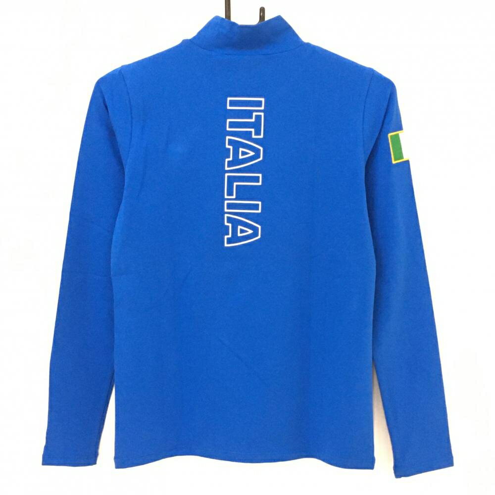 【新品】カッパ 長袖ハイネックシャツ ブルー×白 ハイストレッチ 消臭 バックプリント レディース M ゴルフウェア Kappa