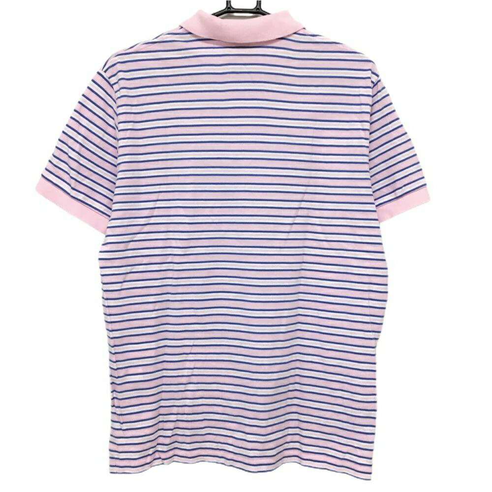 ラルフローレン 半袖ポロシャツ ピンク×ネイビー ボーダー ポニー刺しゅう メンズ L ゴルフウェア Ralph Lauren