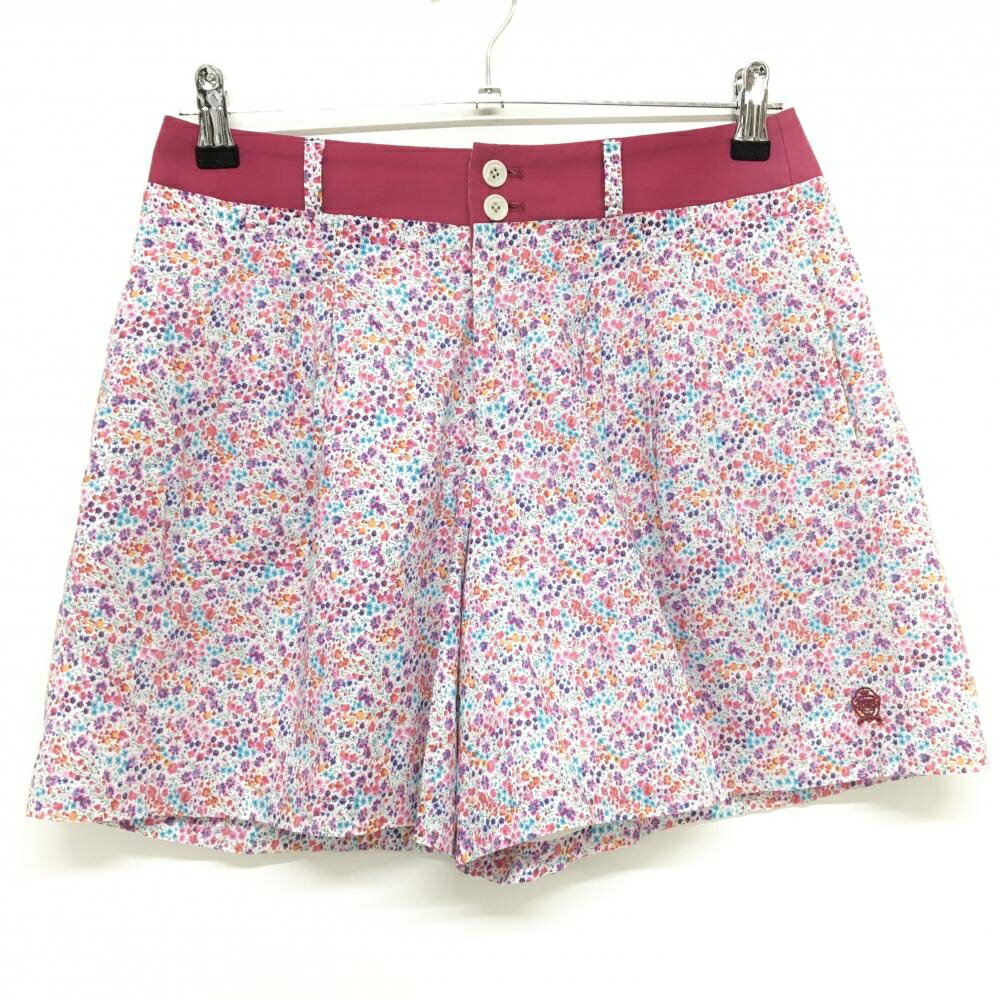 【超美品】ポールスチュアートスポーツ キュロットスカート ピンク×白 花柄 裏地付 レディース 9 ゴル..
