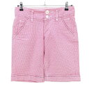 エドウィンゴルフ ハーフパンツ ピンク×白 千鳥柄 バックロゴ レディース S ゴルフウェア EDWIN GOLF