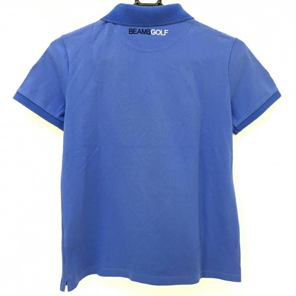 ビームスゴルフ 半袖ポロシャツ ブルー 複数ワッペン 日本製 レディース L ゴルフウェア BEAMS GOLF