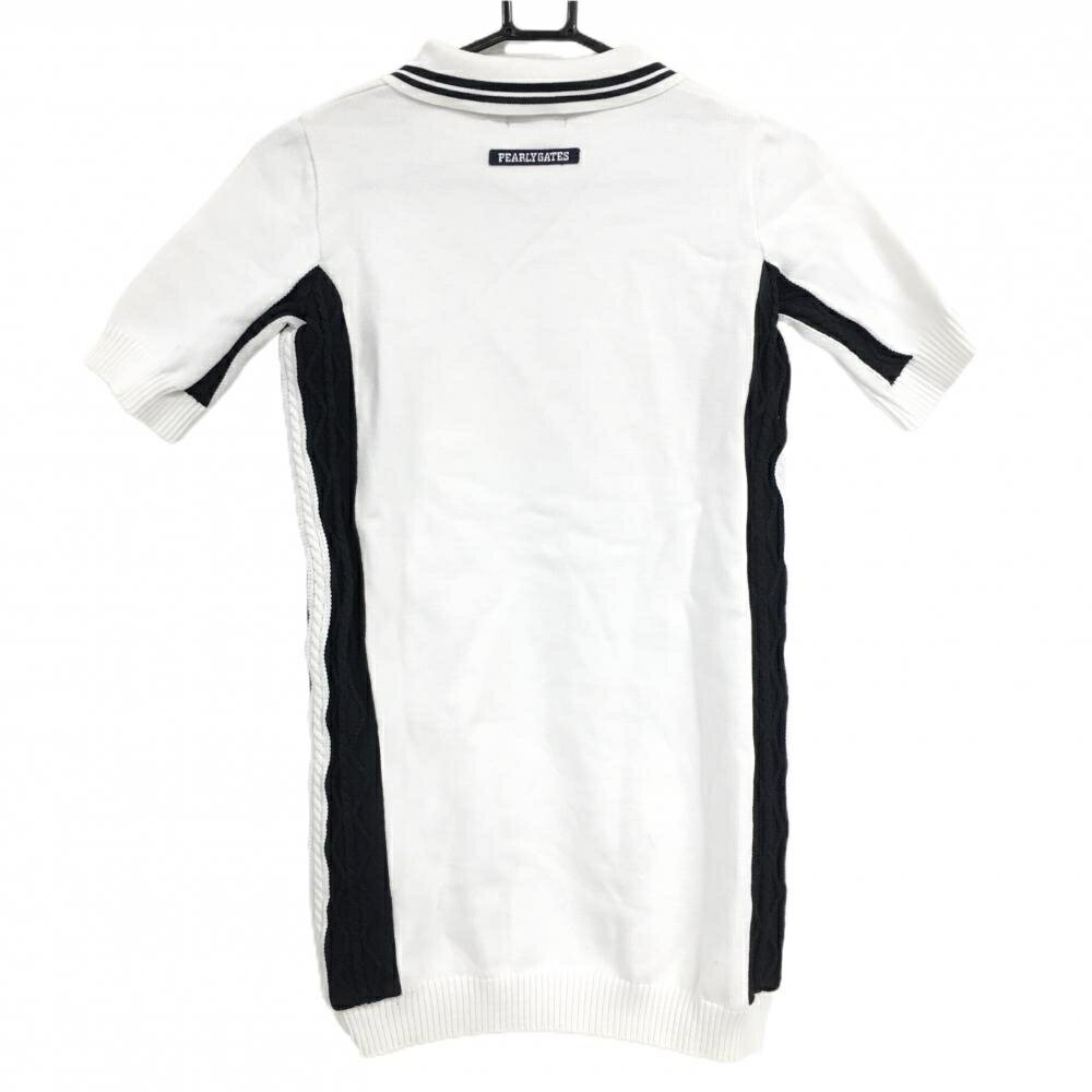 【美品】パーリーゲイツ 半袖ニットワンピース 白×ネイビー レディース 0(S) ゴル...