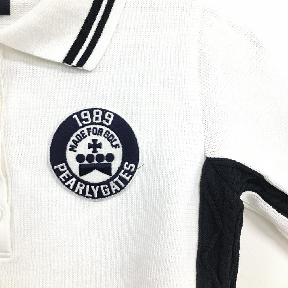 【美品】パーリーゲイツ 半袖ニットワンピース 白×ネイビー レディース 0(S) ゴル...