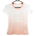 【超美品】ルコック インナーシャツ 白×ライトオレンジ グラデーション 裾ロゴ レディース M ゴルフウェア le coq sportif
