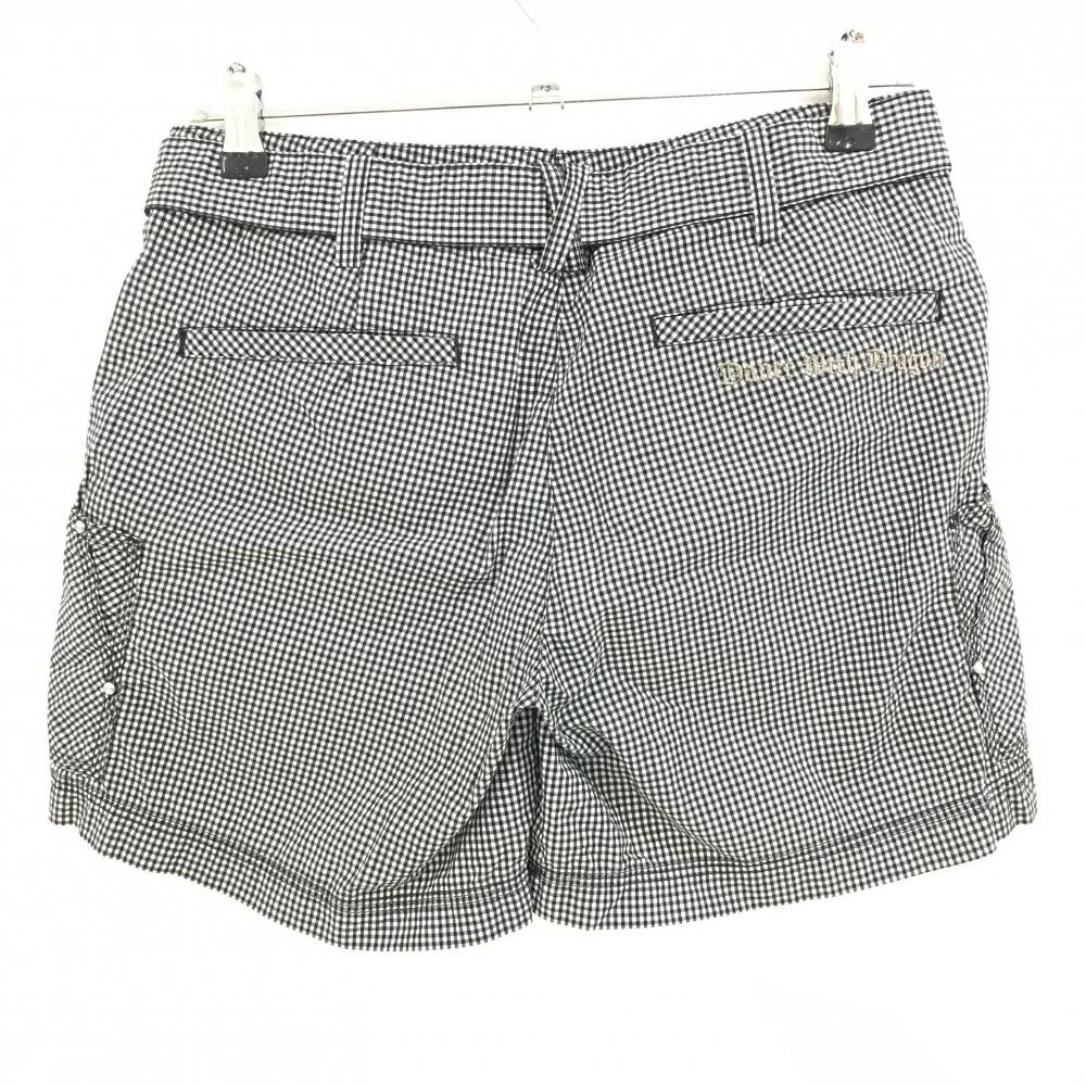 【美品】ダンスウィズドラゴン カーゴショートパンツ 黒×白 ギンガムチェック レディース 2(M) ゴルフウェア Dance With Dragon