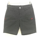 【美品】マスターバニー ハーフパンツ 黒×白 ストライプ ストレッチ レディース 0(S) ゴルフウェア MASTER BUNNY EDITION